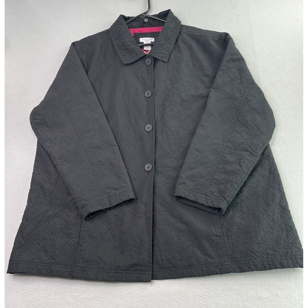 Kim Rogers Jacket Women's Size 2X Black Quilted Mid Length Casual